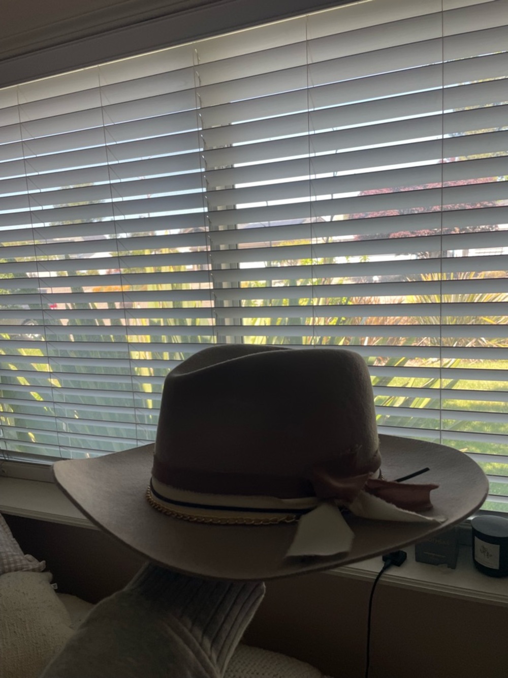 Brown Wool Wide-Brim Fedora Hat with Accent Band